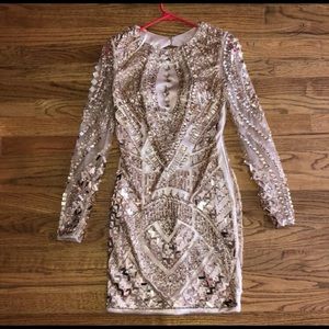 Atria Couture Embellished Rose Gold Dress Sz 6